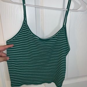 Green and White Crop Top